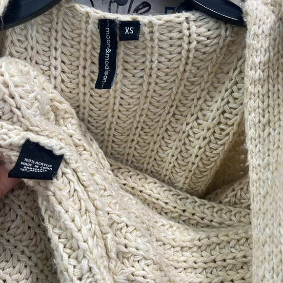 Chunky Oversized Solid Color Open Front Cream Knit Cardigan Sweater - Picture 11 of 15